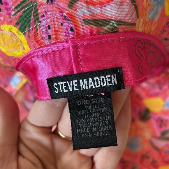 Brand New Steve Madden Large Beach Hat Coral Tropical Fruit Floppy Straps Sun main image 5